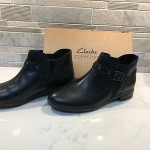Clarks Black Leather Booties